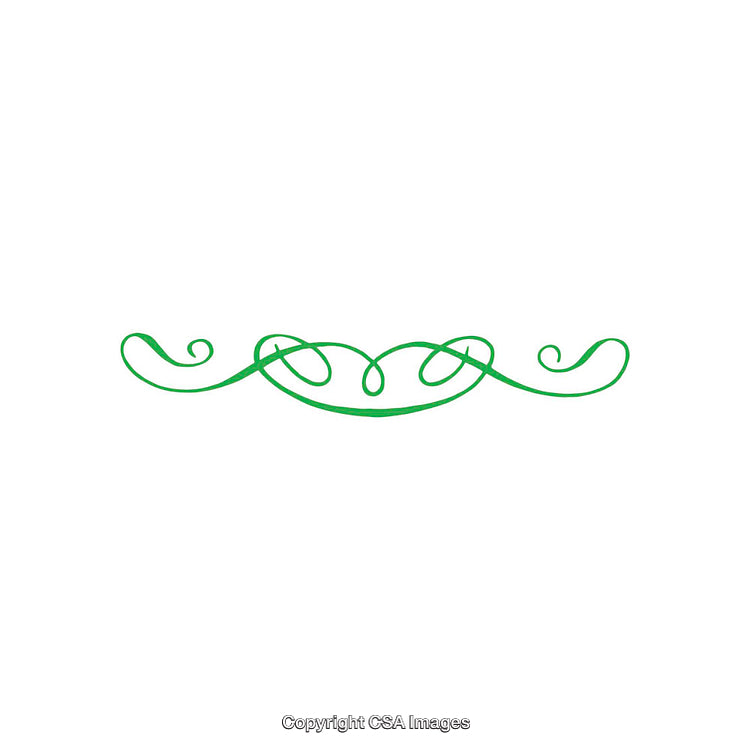 Elegant Green Swirl Decoration on White Background