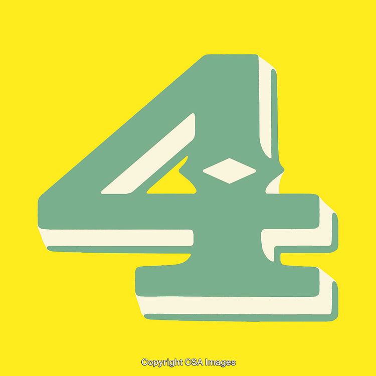 Digital Illustration of a Bold Number Four on Yellow Background