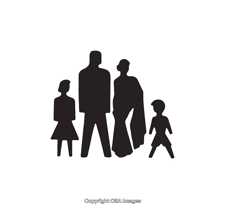 Silhouette Icon of a Family of Four with Minimalist Design