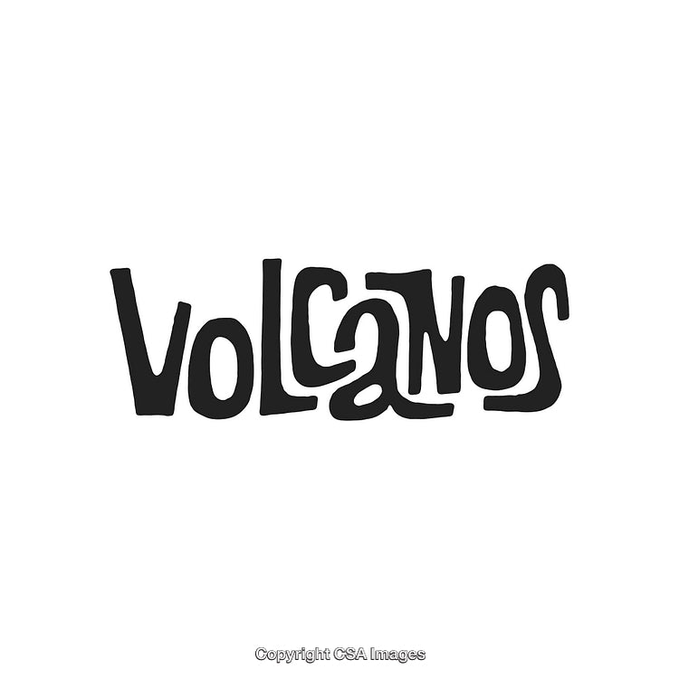 Creative Abstract Typography Featuring Volcanoes in Bold Handwritten Style Text