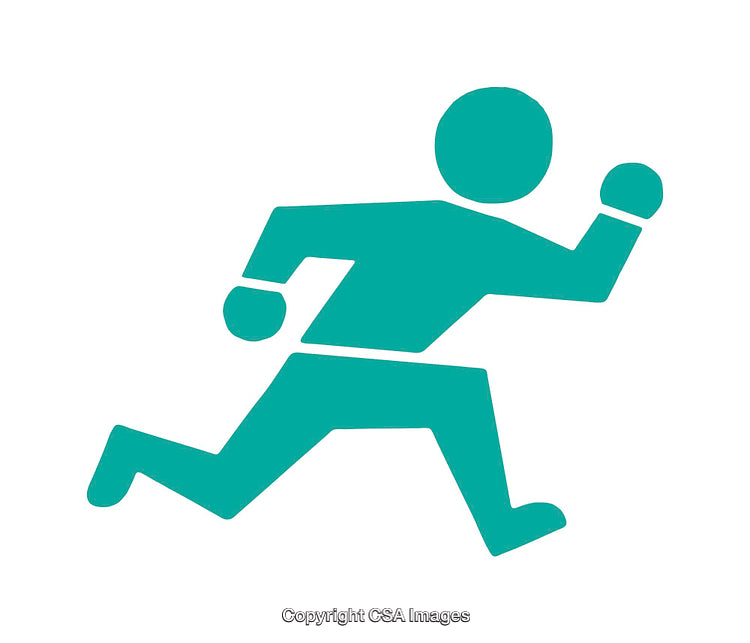 Minimalistic Icon of a Runner in Motion on White Background