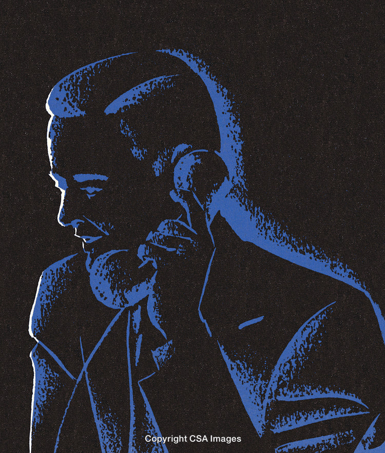 Abstract Blue-Toned Portrait of a Man in a Thoughtful Pose