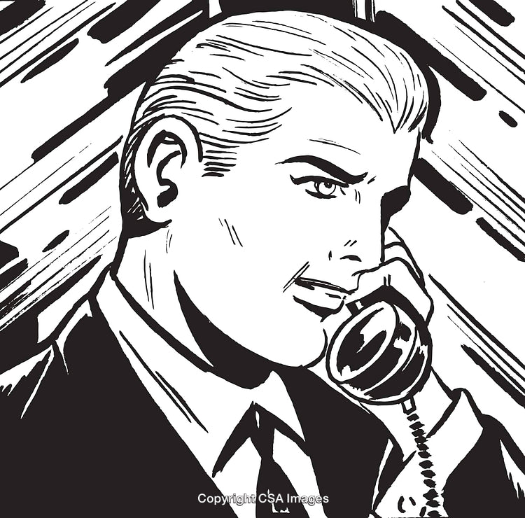 Vintage Illustration of a Businessman Speaking on a Telephone