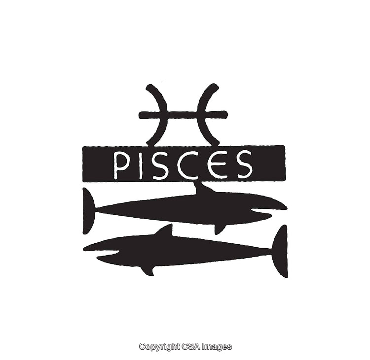 Illustration of Pisces Zodiac Symbol Featuring Two Fish in Line Art