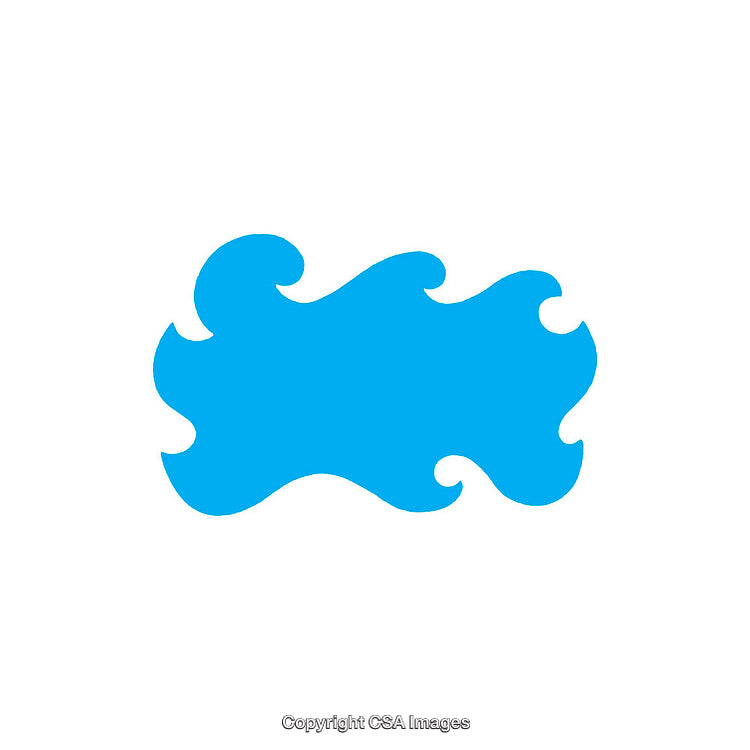 Blue Abstract Wave-Shaped Dingbat Isolated on White Background