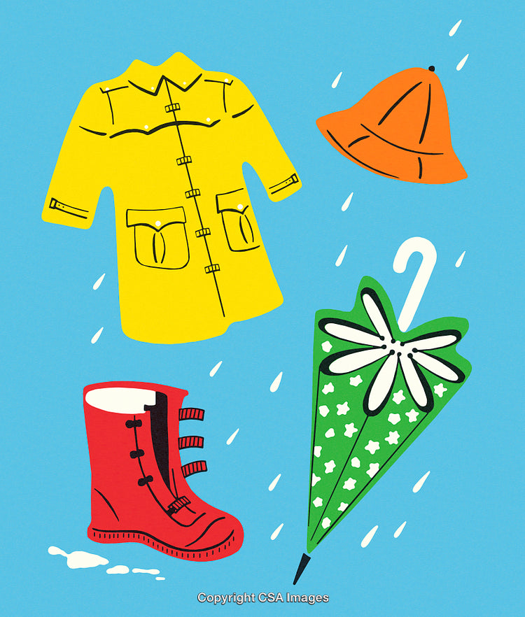 Bright Illustrations of Rain Gear for Weather Preparedness and Fun