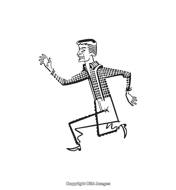 Dynamic Black And White Line Art Depiction of a Running Figure