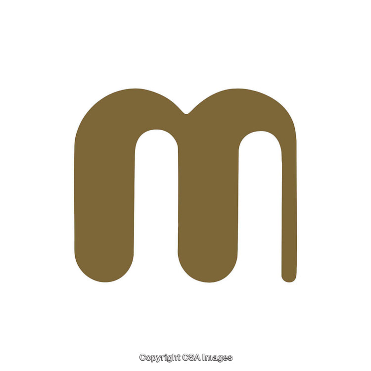 Stylized Gold Letter M Design with Minimalist Aesthetic and White Background