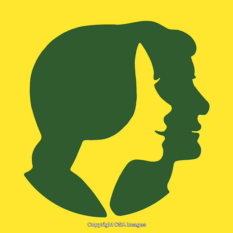 Silhouettes of Two Faces with Contrasting Colors and Minimalistic Design