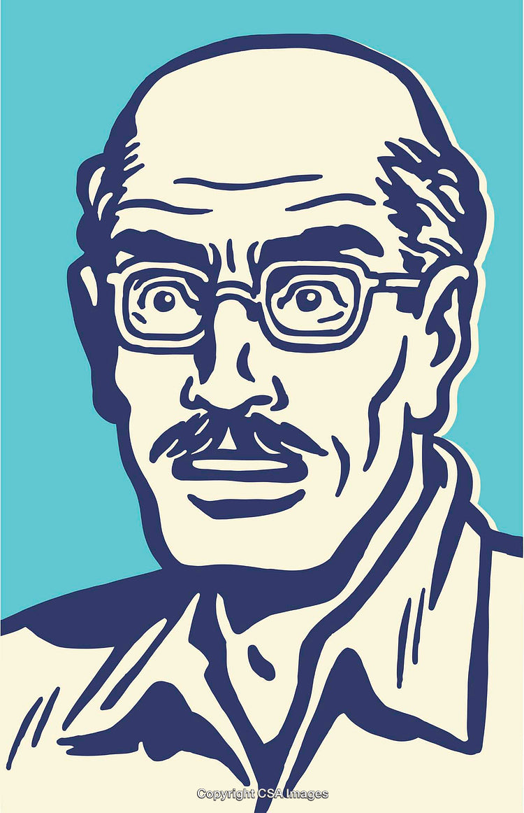 Vintage Comic Style Illustration of a Surprised Man Wearing Glasses