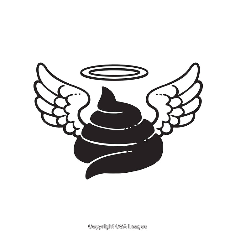 Minimalist Line Art of a Winged Halo Design in Black and White