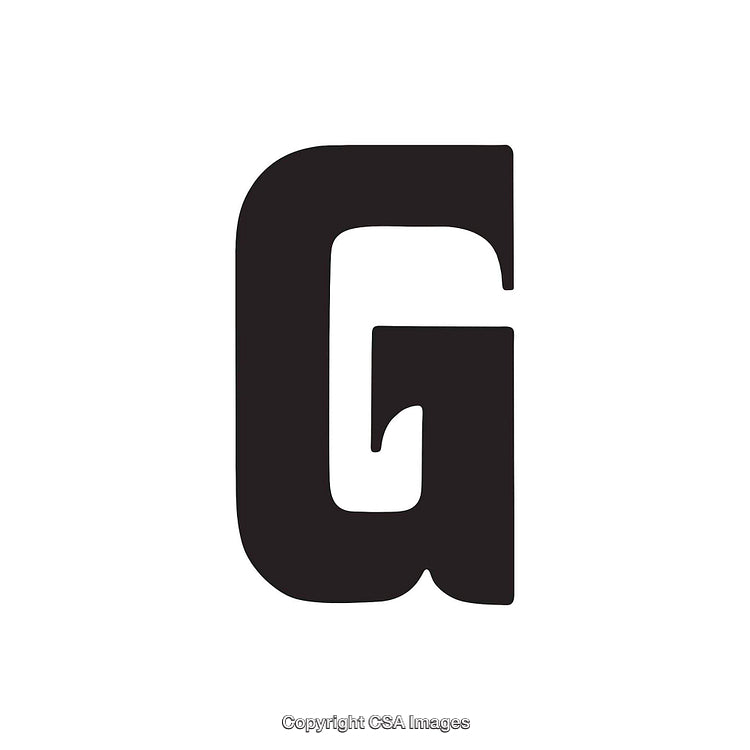 Bold Black Letter G on a White Background Representing Typography and Graphic Design
