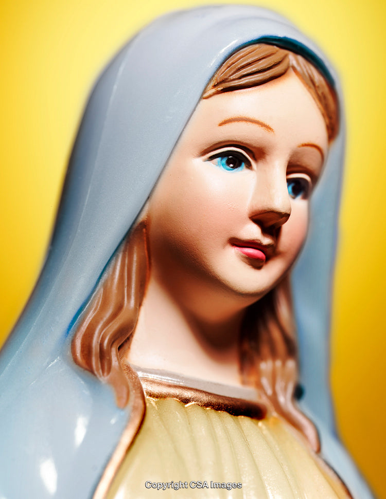Close-Up of a Religious Figurine with a Calm and Serene Expression