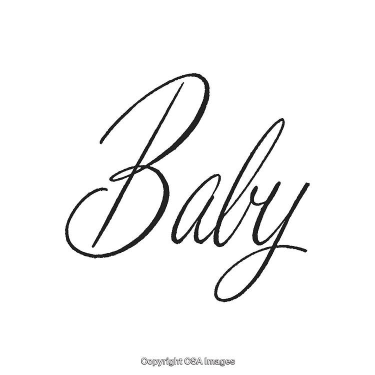 Elegant Handwritten Script of the Word 'Baby' in Black Ink