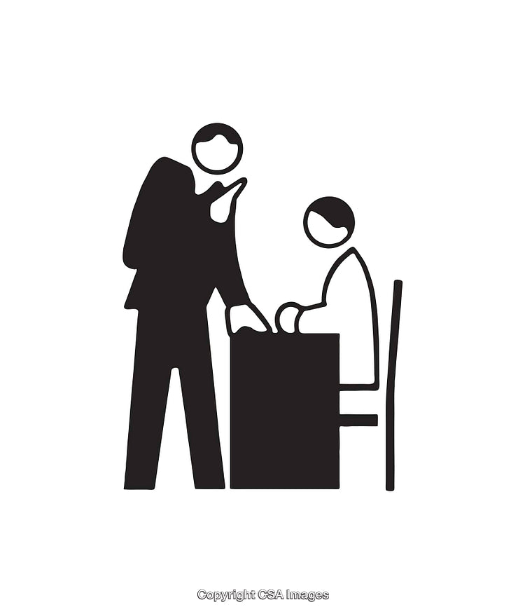 Illustration of Communication in a Workplace Environment Using Simple Black Icons