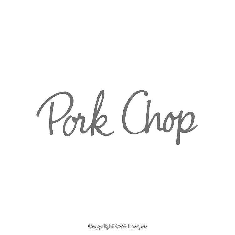 Elegant Gray Script Text Displaying 'Pork Chop' on a White Background