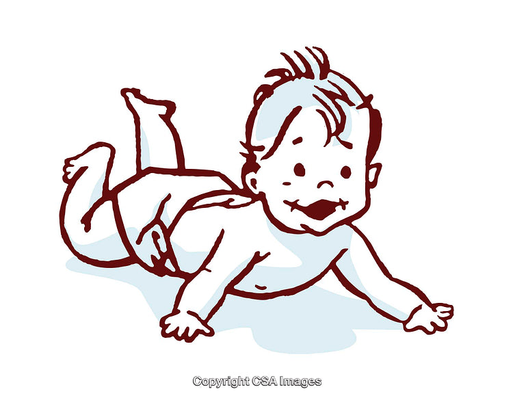 Cheerful Baby Crawling Illustrated with Simple and Playful Line Design