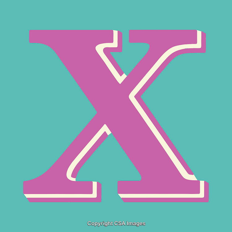 Elegant Pink Letter X on a Light Blue Background