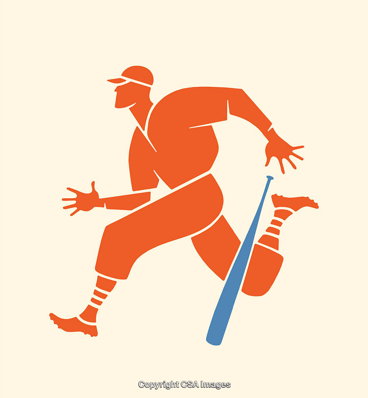 Stylized Line Art Illustration of a Baseball Player in Motion