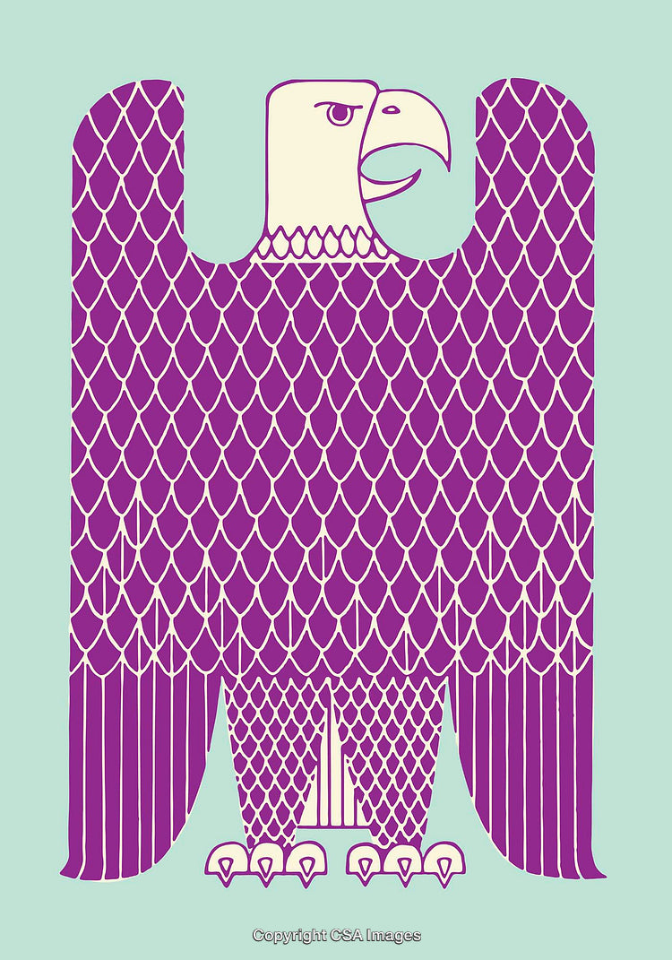 Purple Eagle Illustration with Geometric Patterns on Light Background