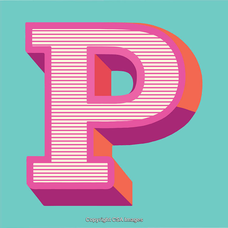 Stylish Multicolored Letter P with Striped Elements in 3D Design