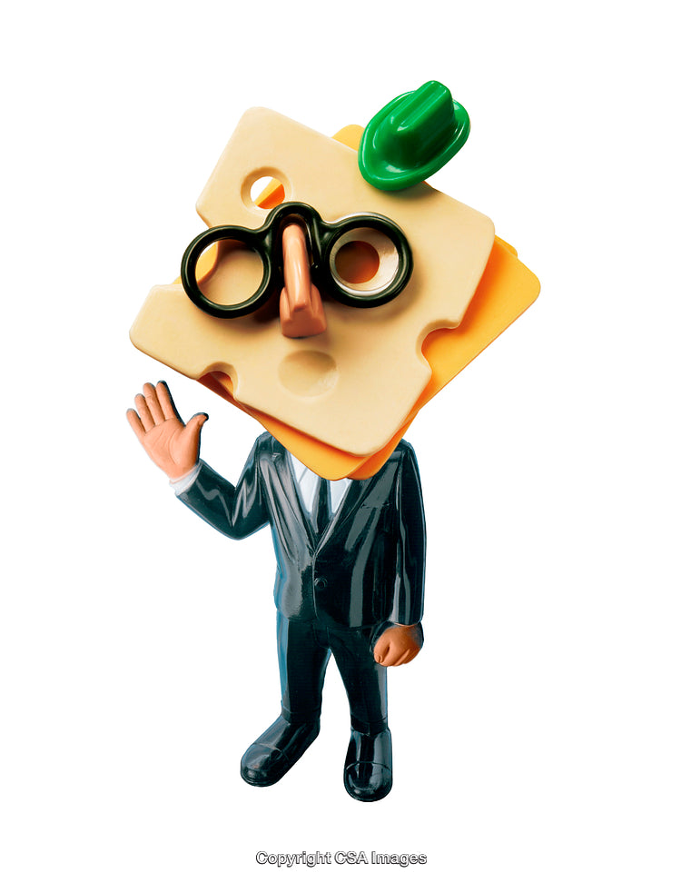 Humorous Plastic Figure with Cheese Slice and Funny Accessories