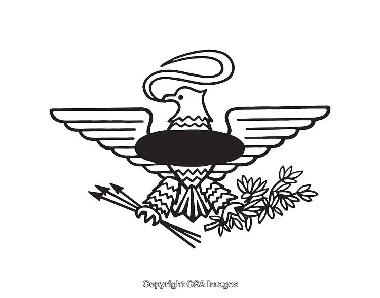 Black and White Line Art Illustration of an Eagle Symbol Design
