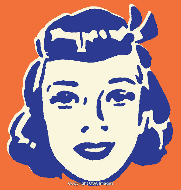 Colorful Pop Art Retro Style Woman Illustration With Orange Background