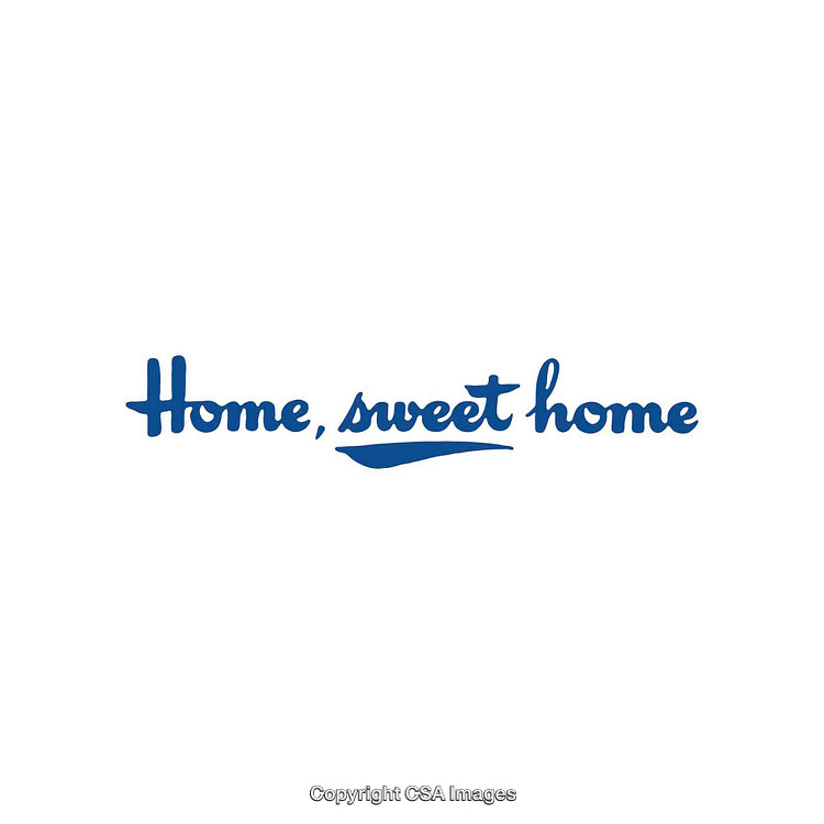 Elegant Blue Typography Design Featuring 'Home, Sweet Home' Message