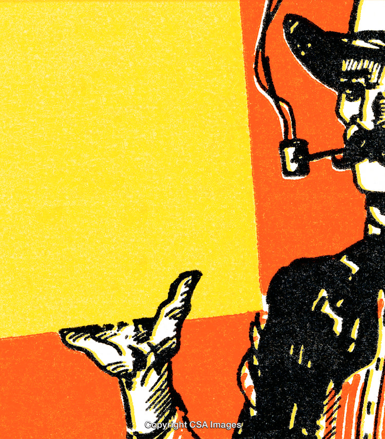 Abstract Illustration of a Retro Cowboy Smoking a Pipe with Bold Colors