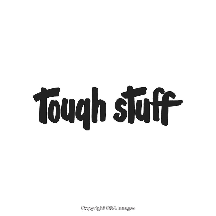 Bold Handwriting Typography Featuring 'Tough Stuff' on White Background