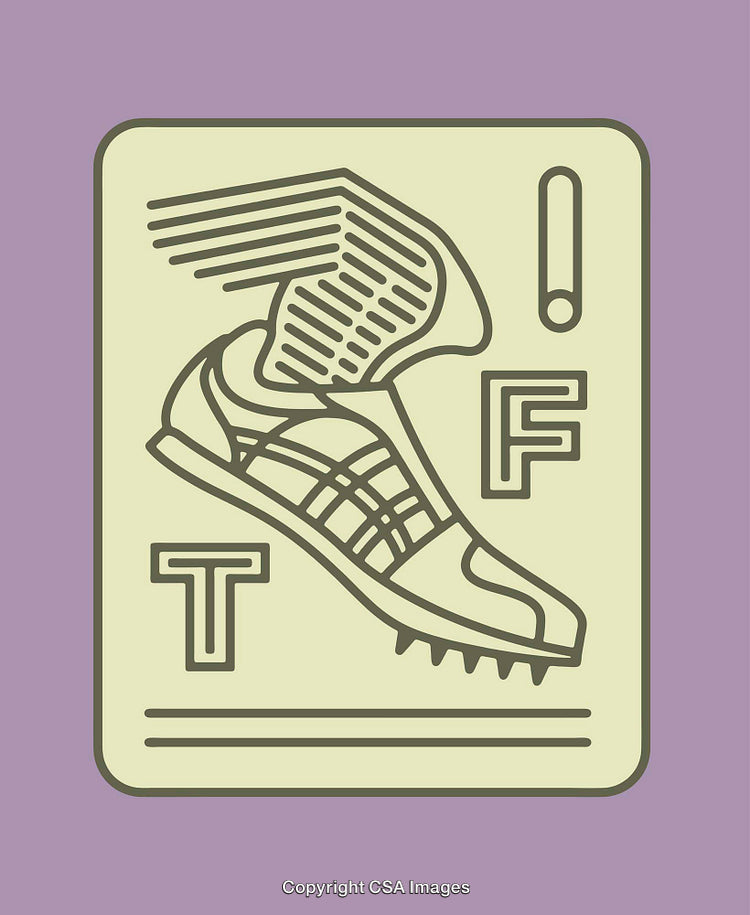 Stylized Illustration of a Track Shoe with Wings in Line Art