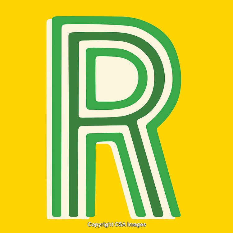 Bold Retro Letter R on a Vibrant Yellow Background Design