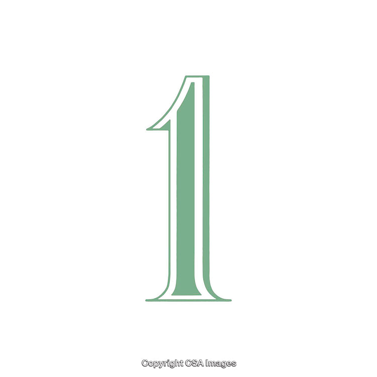 Elegant Green Number One Illustration Isolated on White Background