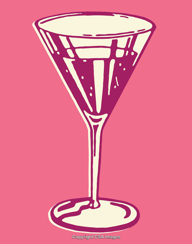Stylized Martini Glass Illustration in Modern Pink Color Palette