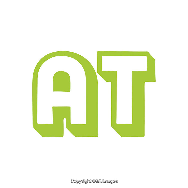 Bold Green Letters on a White Background Displaying the Acronym 'AT'