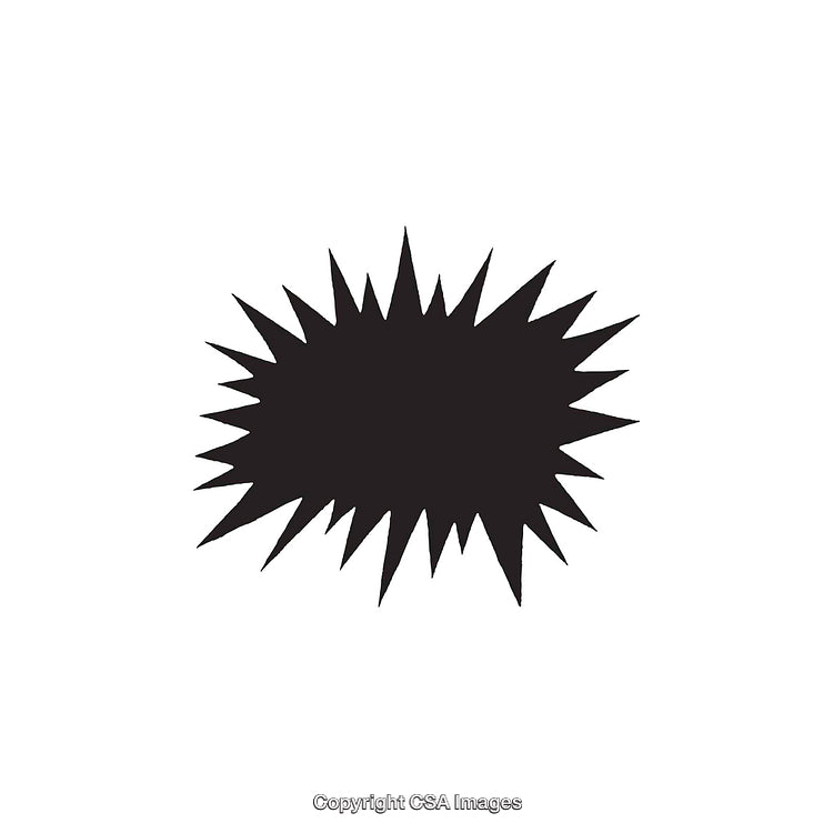 Black Jagged Shape Exploding Against Plain White Backdrop for Creative Use