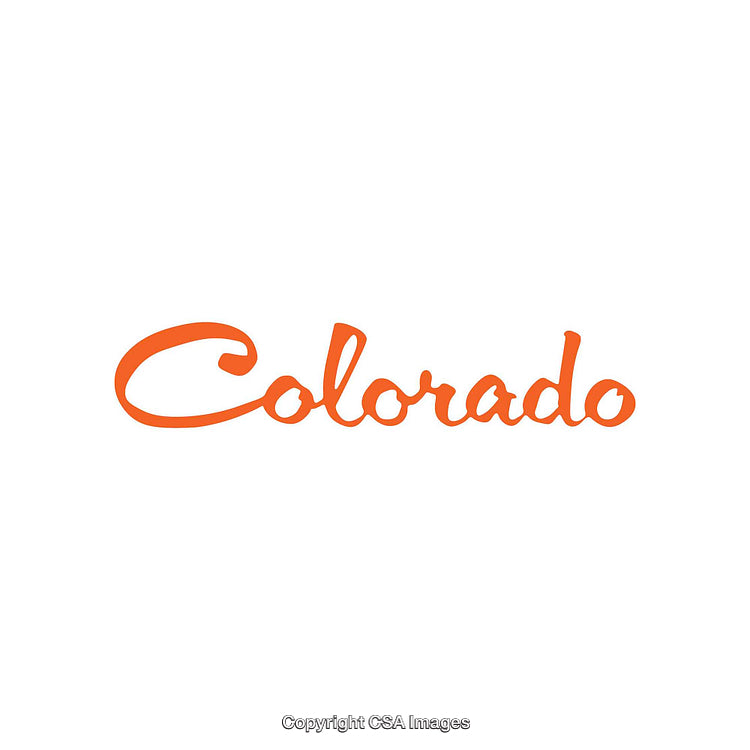 Orange Cursive Colorado Text Artwork on a White Background