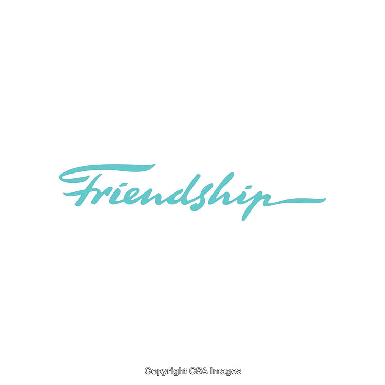 Minimalistic Blue Lettering Depicting Friendship on a White Background