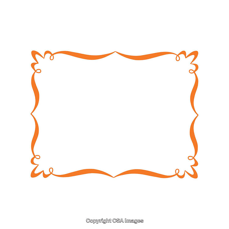 Decorative Orange Ribbon Frame on White Background for Cards and Invitations