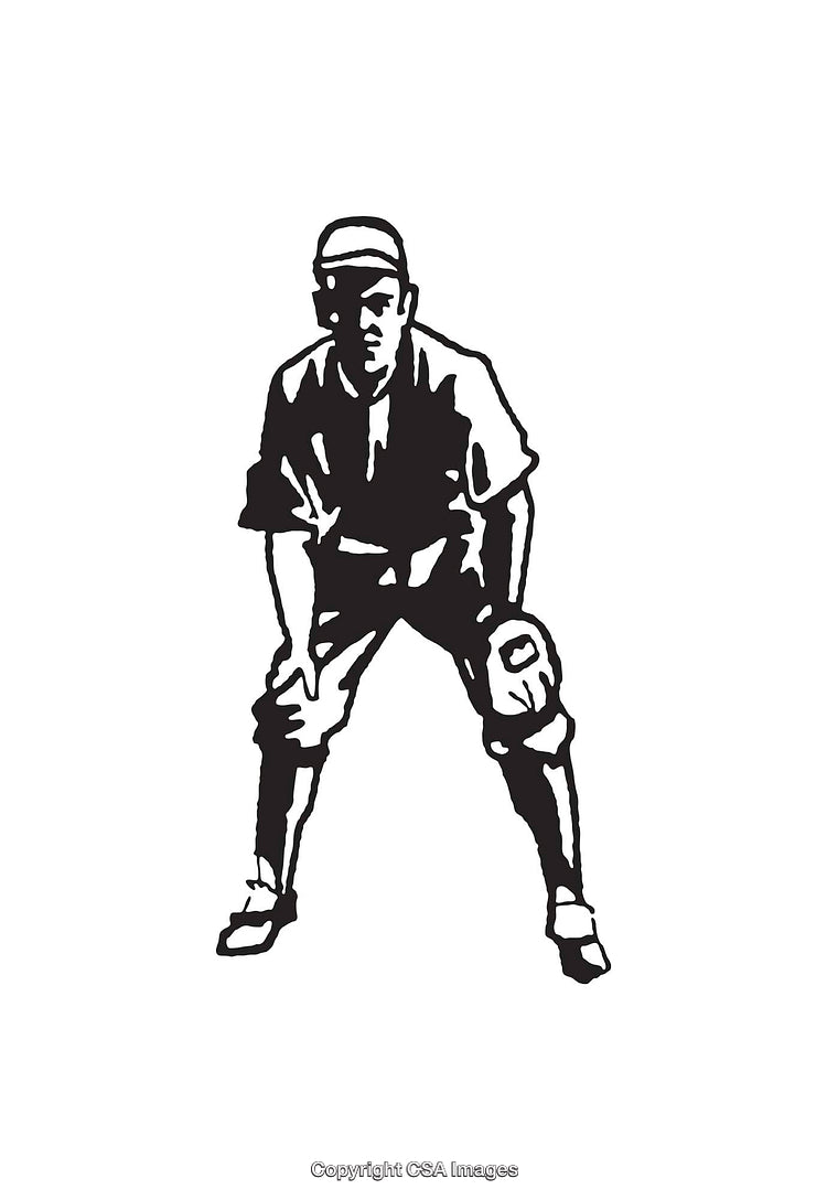 Black And White Line Art Baseball Player In Action