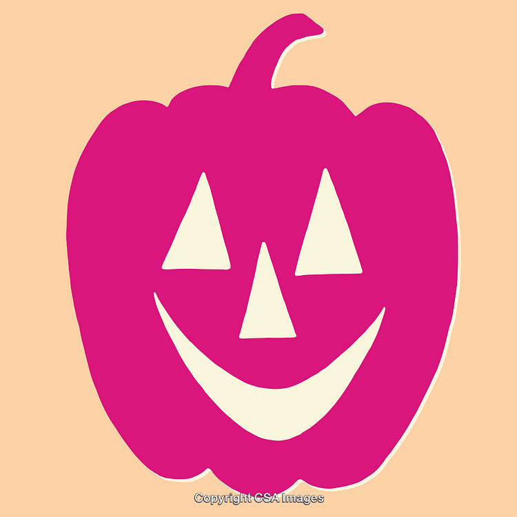Bright Pink Halloween Pumpkin Silhouette with Smiling Jack-O'-Lantern Face