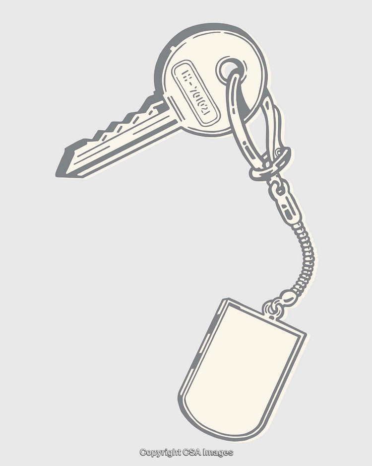 Illustration of Key and Pendant Chain on Light Background