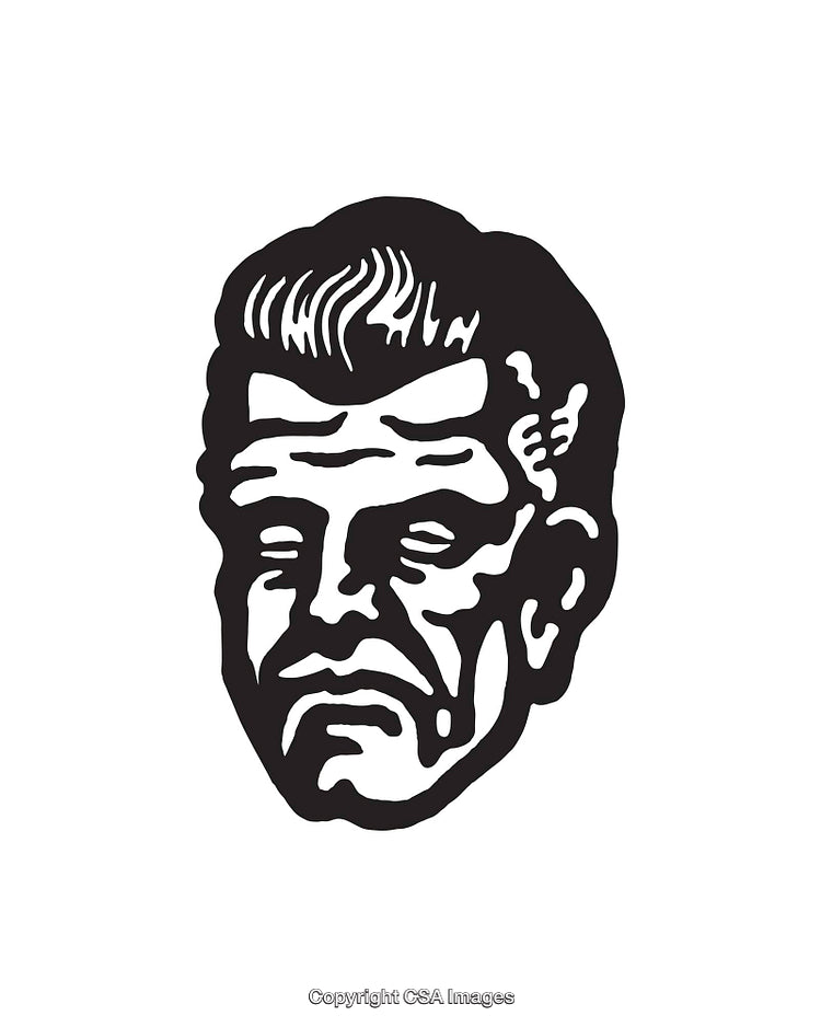 Black And White Line Art Illustration of a Male Face Design