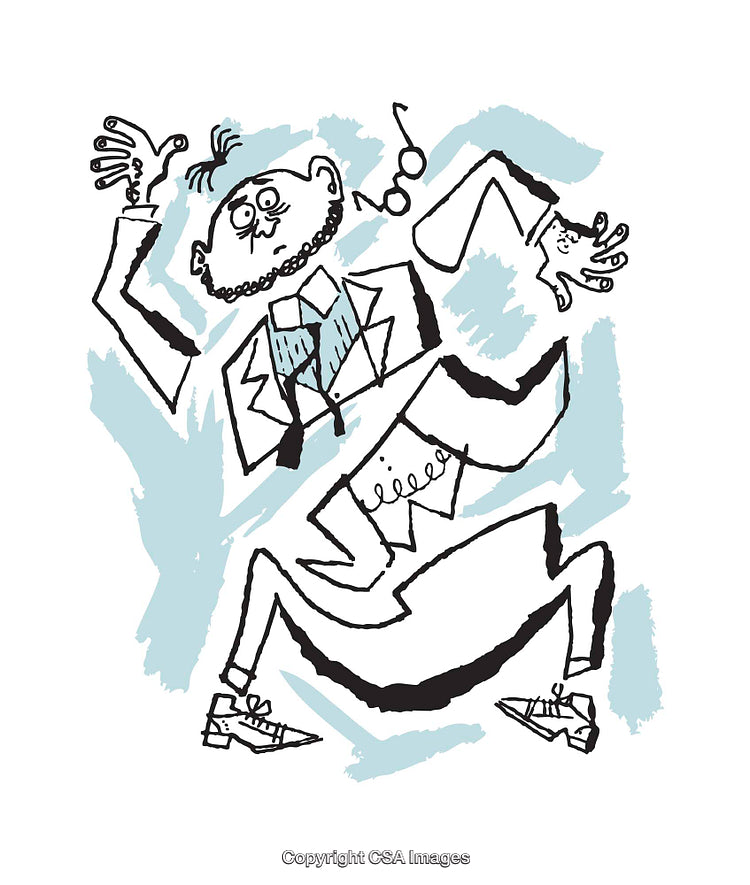 Whimsical Illustration of a Person Reacting in Exaggerated Movement