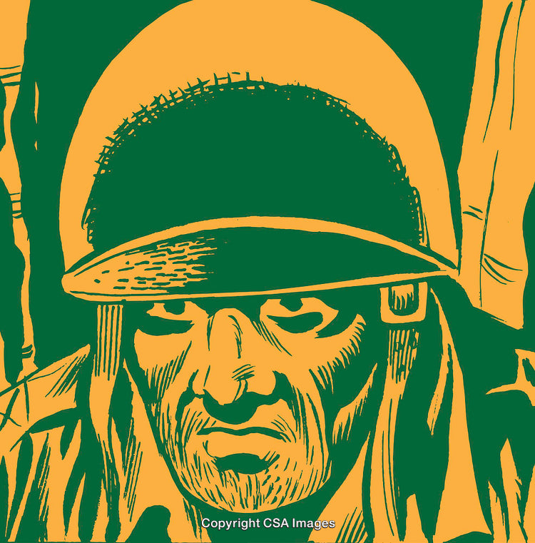 Illustration of a War Soldier in Vintage Design Style