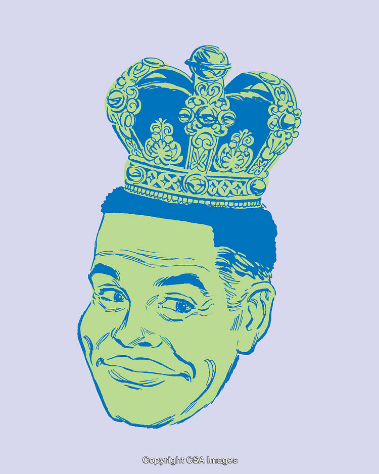 Colorful Line Art of a Person Wearing a Decorated Crown