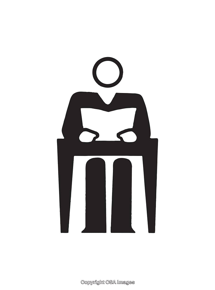 Black And White Icon Representing a Person Reading a Book