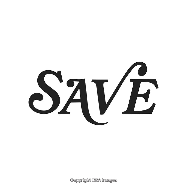 Classic Black Save Text on a White Background Design