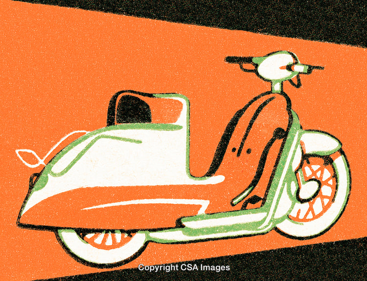 Vintage Illustration of a Classic Scooter in Retro Style Artwork